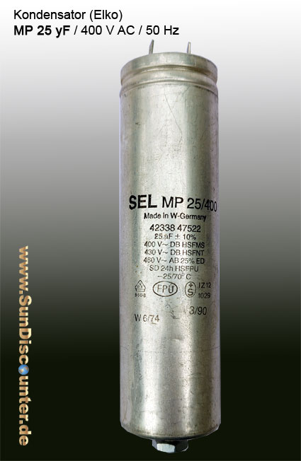 Kondensator elektrolytisch 64uF Ø45,5x84mm ±10% Schraube M8 412805457 Kondensat 