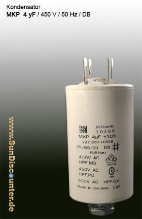 4H3-ABS Anlaufkondensator Motorkondensator 4uF 4µF 450V 25 x 68mm 4H3-ABS Anlaufkondensator Motorkondensator 4uF 4µF 450V 25 x 68mm